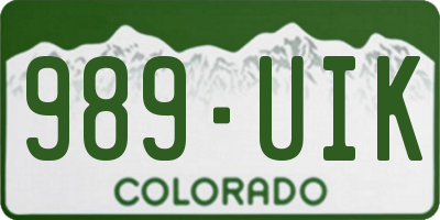 CO license plate 989UIK