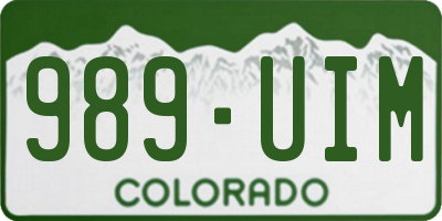 CO license plate 989UIM