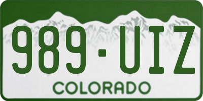 CO license plate 989UIZ