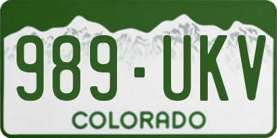 CO license plate 989UKV