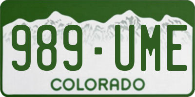 CO license plate 989UME