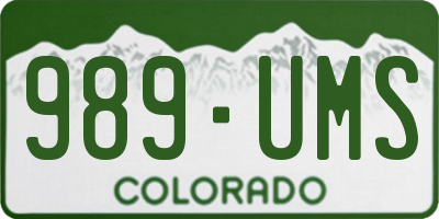 CO license plate 989UMS