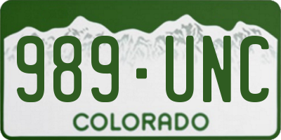 CO license plate 989UNC