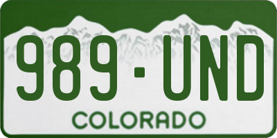 CO license plate 989UND