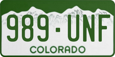 CO license plate 989UNF