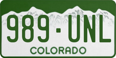 CO license plate 989UNL