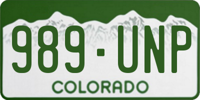 CO license plate 989UNP