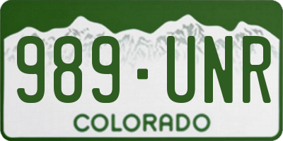 CO license plate 989UNR