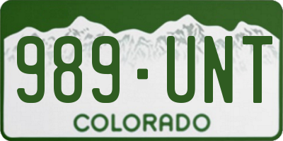 CO license plate 989UNT