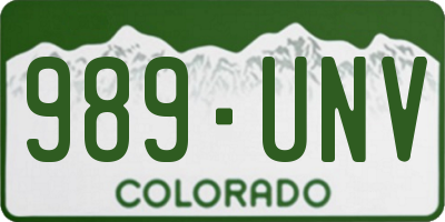 CO license plate 989UNV