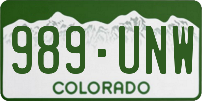 CO license plate 989UNW