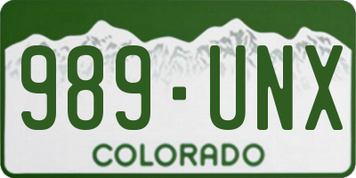 CO license plate 989UNX