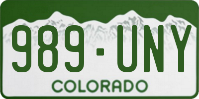 CO license plate 989UNY