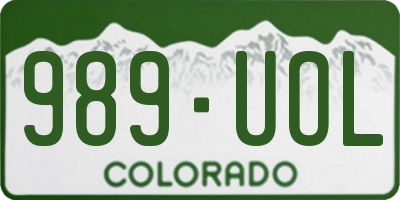 CO license plate 989UOL