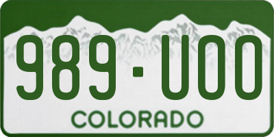 CO license plate 989UOO