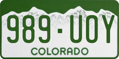 CO license plate 989UOY