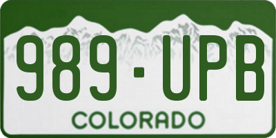CO license plate 989UPB