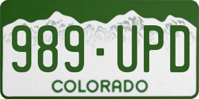 CO license plate 989UPD