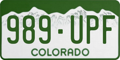 CO license plate 989UPF