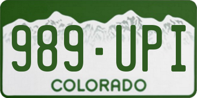 CO license plate 989UPI