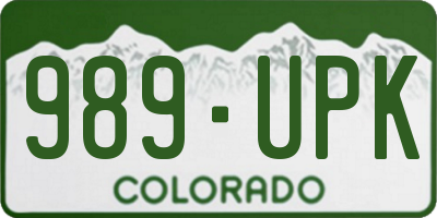 CO license plate 989UPK