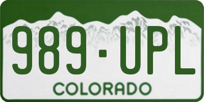 CO license plate 989UPL