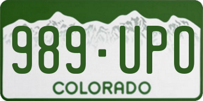 CO license plate 989UPO