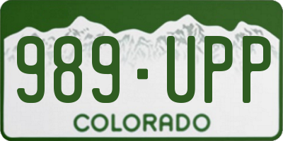CO license plate 989UPP
