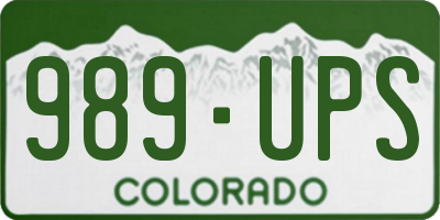 CO license plate 989UPS
