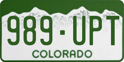 CO license plate 989UPT
