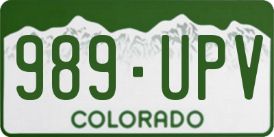 CO license plate 989UPV