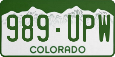CO license plate 989UPW