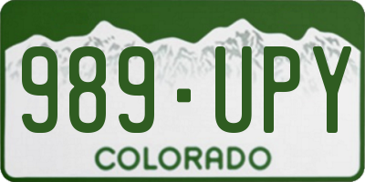 CO license plate 989UPY