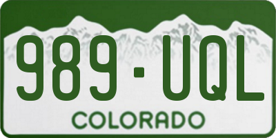 CO license plate 989UQL