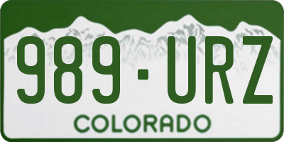CO license plate 989URZ