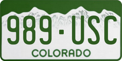 CO license plate 989USC