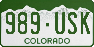 CO license plate 989USK