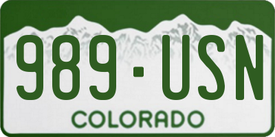 CO license plate 989USN