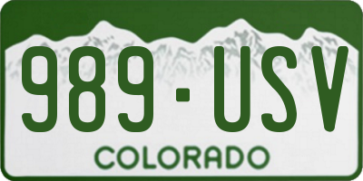 CO license plate 989USV