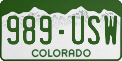CO license plate 989USW