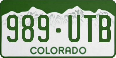 CO license plate 989UTB