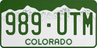 CO license plate 989UTM