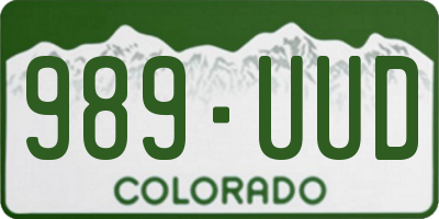 CO license plate 989UUD