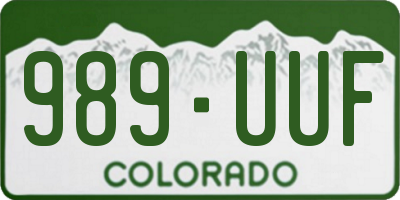 CO license plate 989UUF