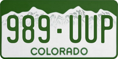 CO license plate 989UUP