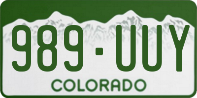 CO license plate 989UUY