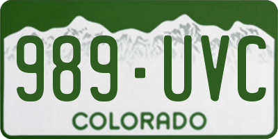 CO license plate 989UVC