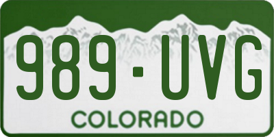 CO license plate 989UVG