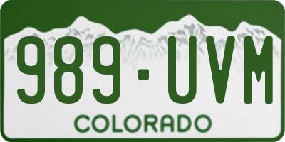 CO license plate 989UVM