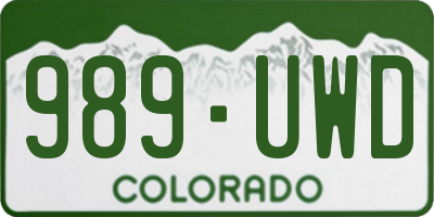 CO license plate 989UWD